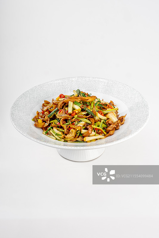 白色背景上的新派湘菜，火爆脆肠图片素材