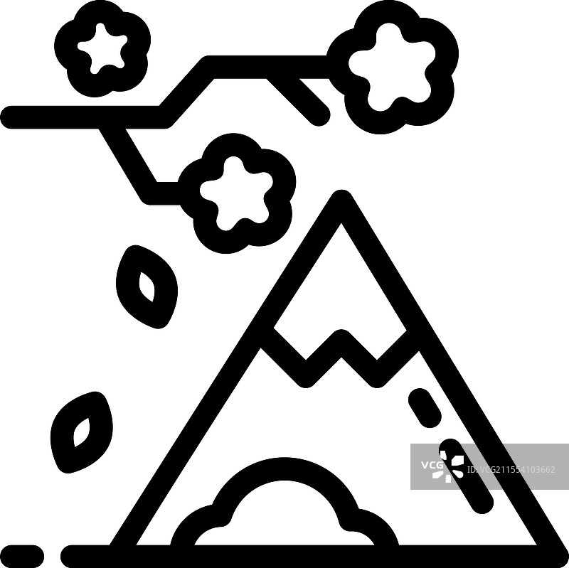 山脉图标，细线风格设计，独立展示图片素材