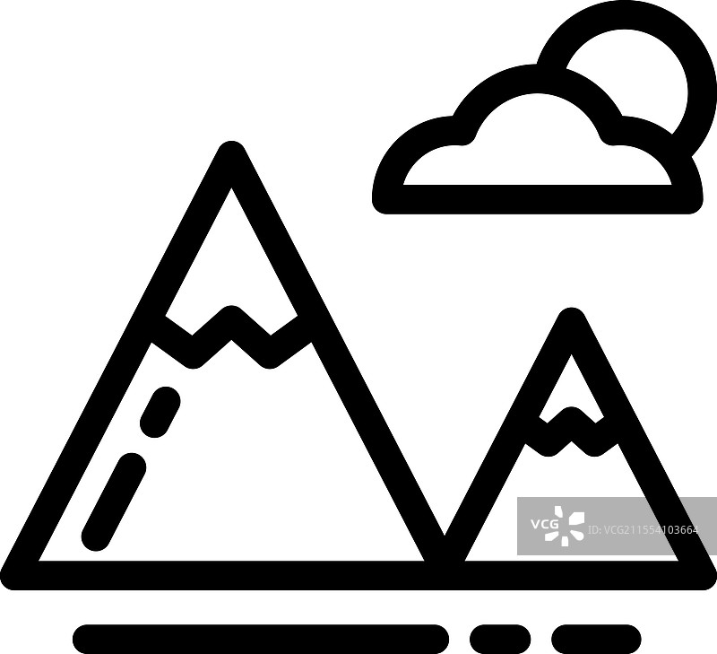 山脉图标，细线风格设计，独立展示图片素材