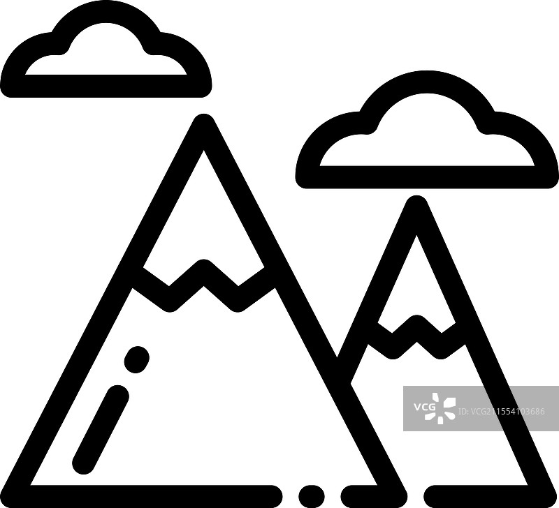 山脉图标，细线风格设计，独立展示图片素材