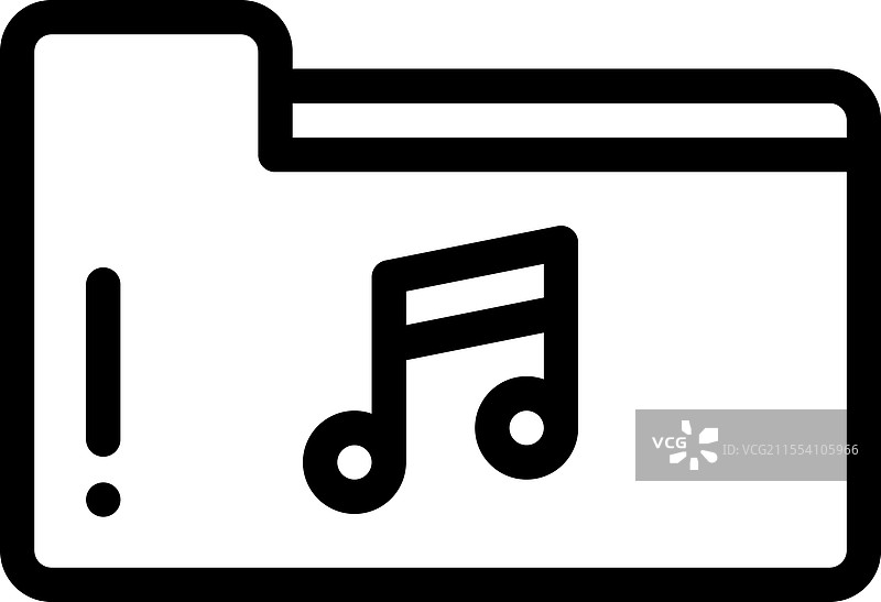 音乐文件夹图标，细线条风格设计图片素材
