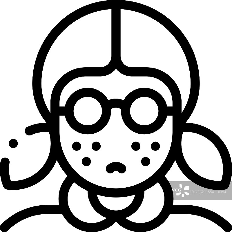 极简线条风格的书呆子图标，独立于背景图片素材