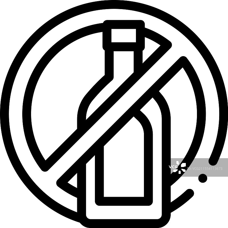 无酒精图标，细线风格设计，独立展示图片素材