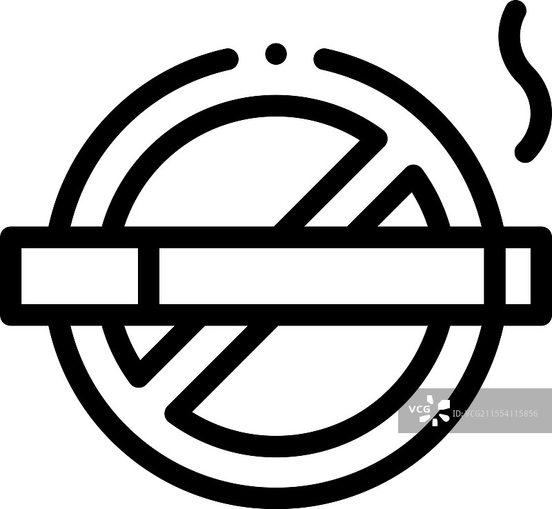 禁烟图标，细线风格设计，独立展示图片素材