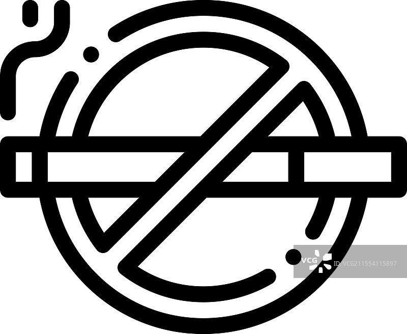禁烟图标，细线风格设计，独立展示图片素材