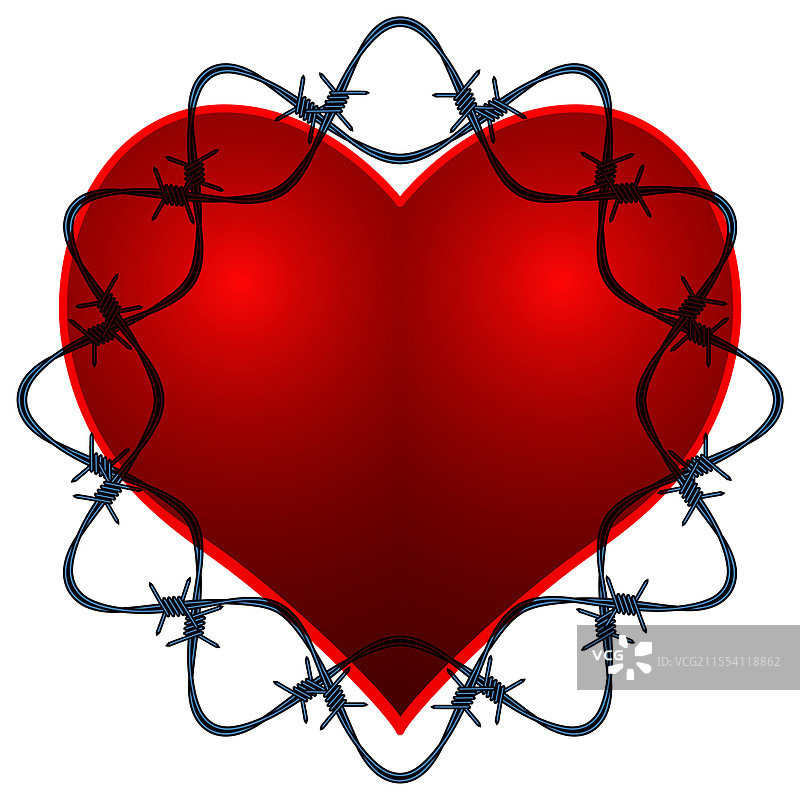 带刺铁丝心图片素材