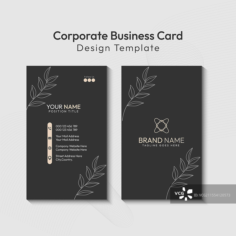 优雅的极简风格名片设计模板图片素材