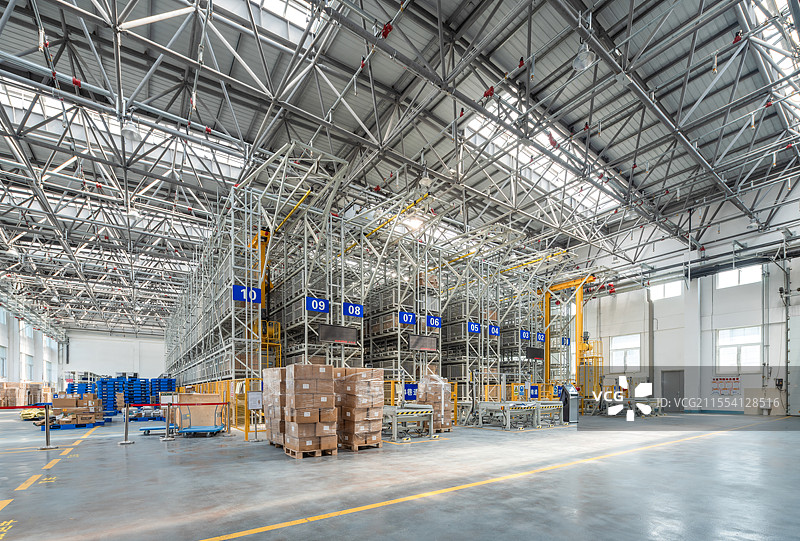 物流园的自动化仓储库房图片素材