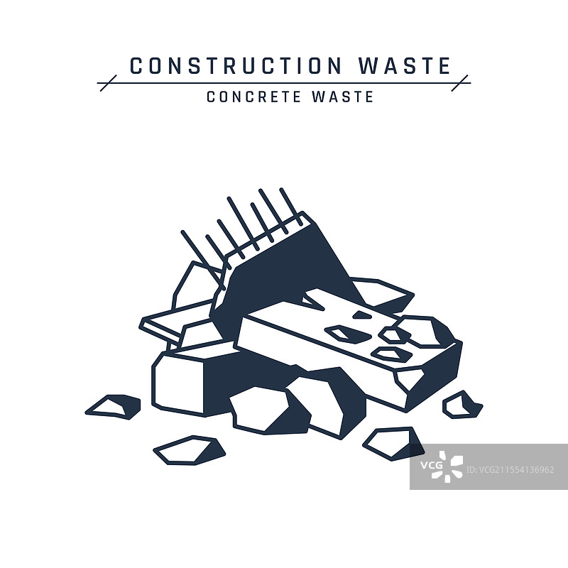 建筑废料堆积的破碎混凝土图片素材
