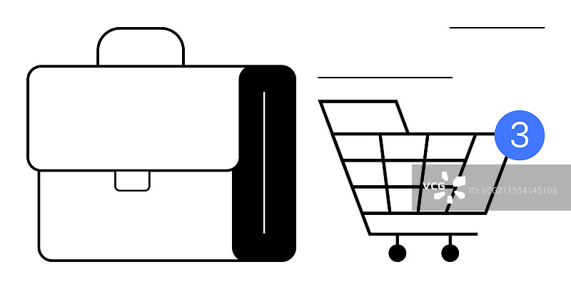 购物车里有三个物品，旁边放着一个公文包图片素材