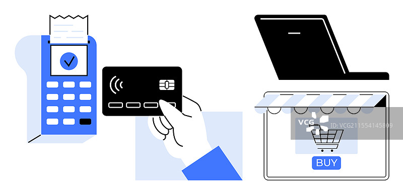 无接触支付和在线购物概念图片素材