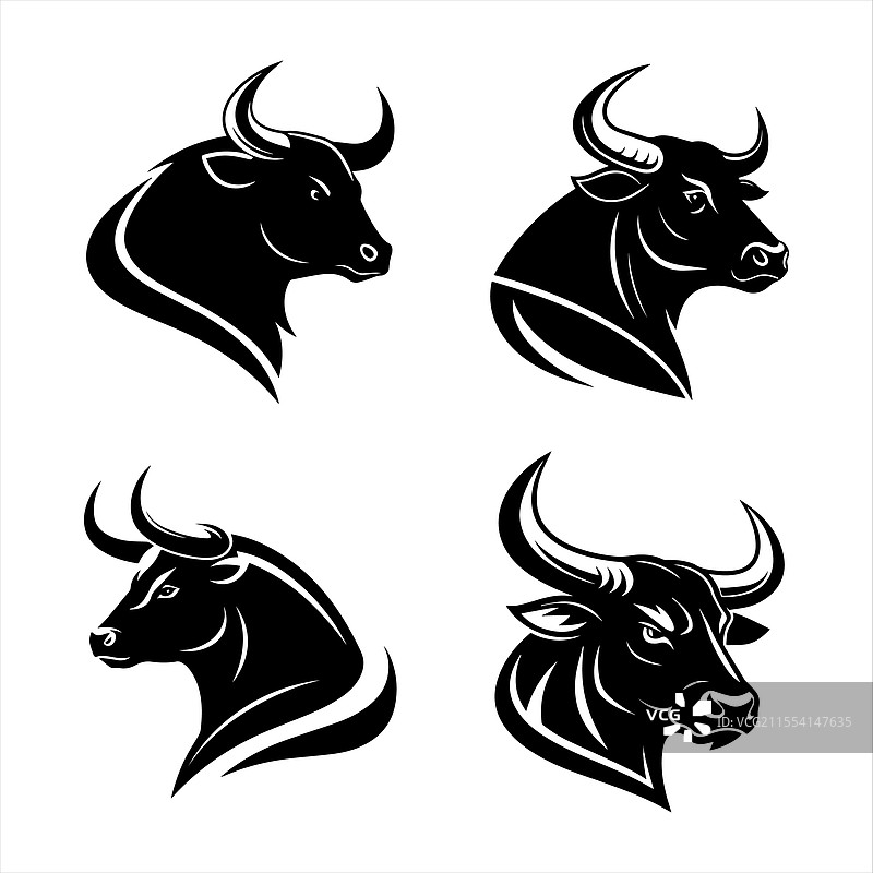 公牛头轮廓集图片素材