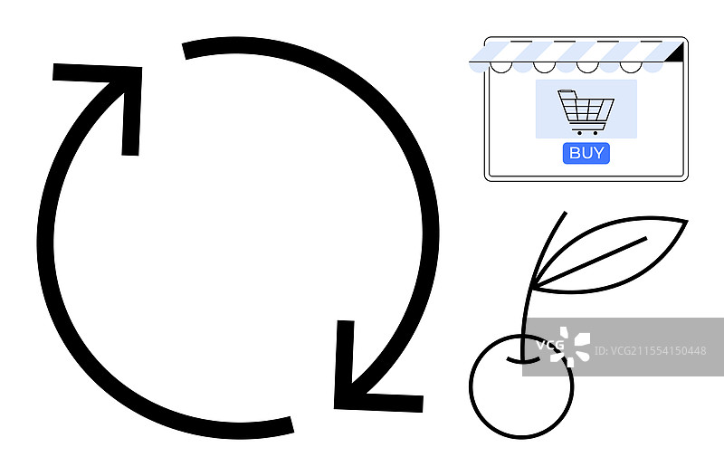 循环经济概念与在线购物车图片素材