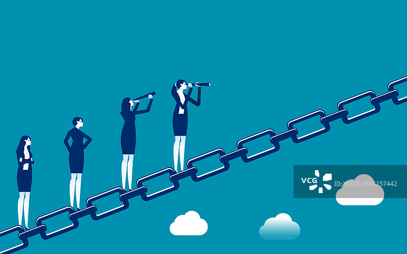 商务人士站在大型链接上图片素材