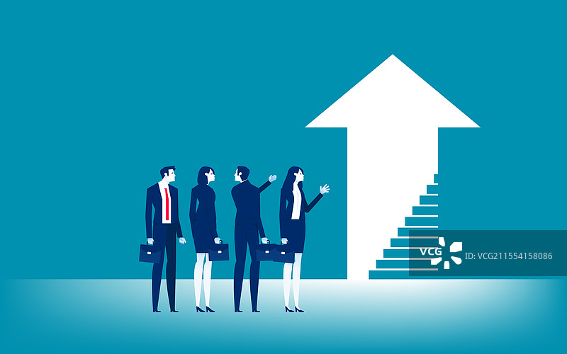 商业团队观看箭头标志与一个图片素材