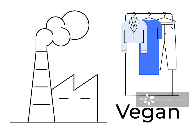 工厂排放与素食服装架图片素材