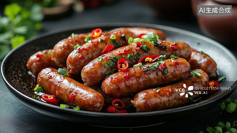 【AI数字艺术】一盘美味的烤肠图片素材
