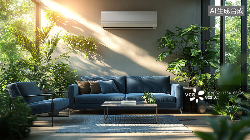 【AI数字艺术】装有空调的客厅图片素材