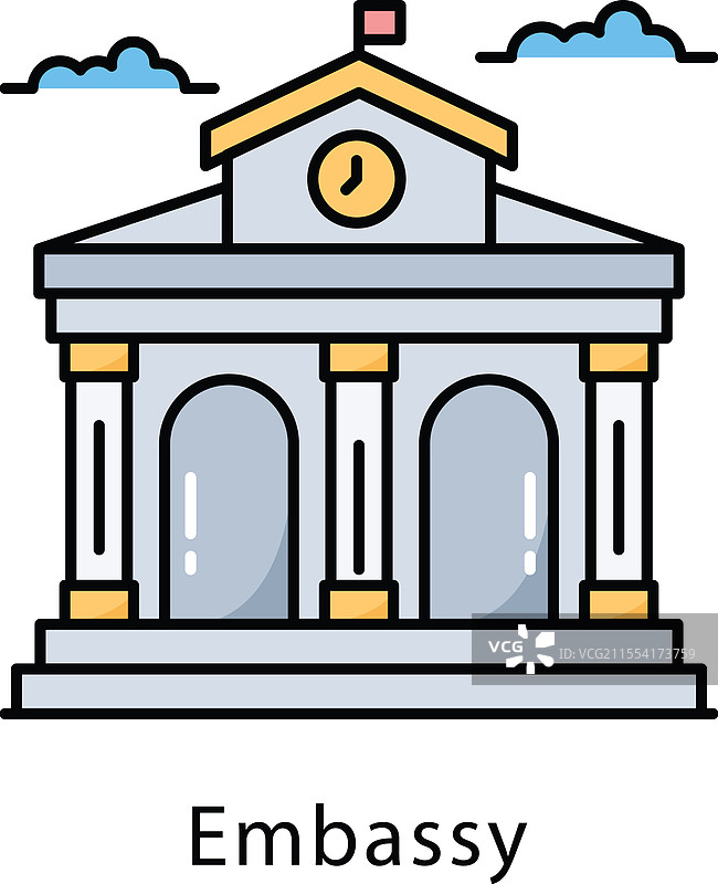 大使馆轮廓图标风格图片素材