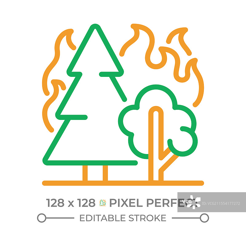 森林火灾双色线条图标图片素材