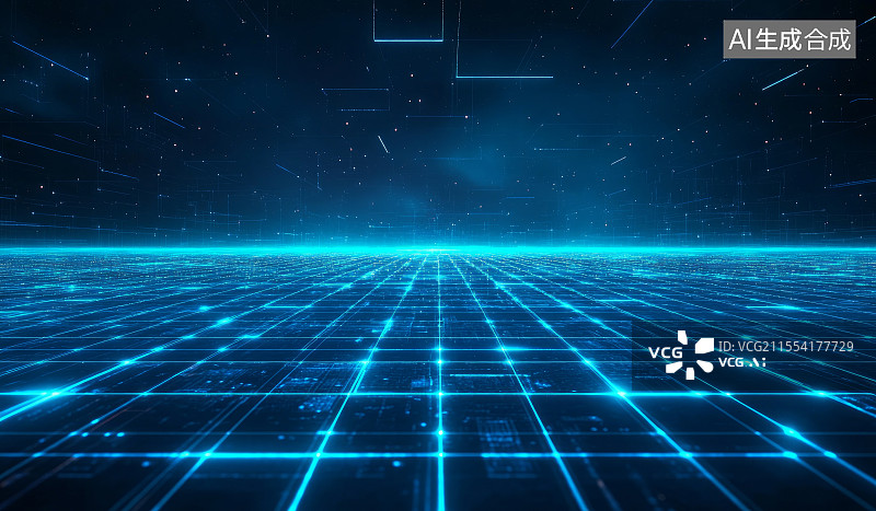 【AI数字艺术】科技感星空网格背景画面图片素材