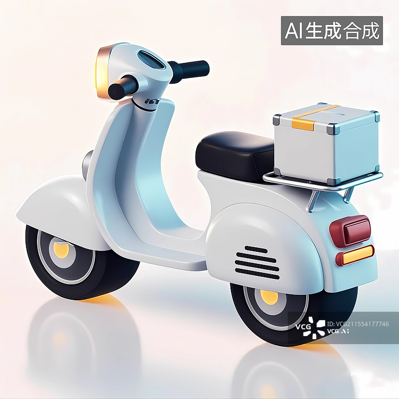 【AI数字艺术】3d卡通电动自行车电瓶车图标图片素材