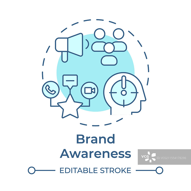 品牌认知软蓝色概念图标图片素材