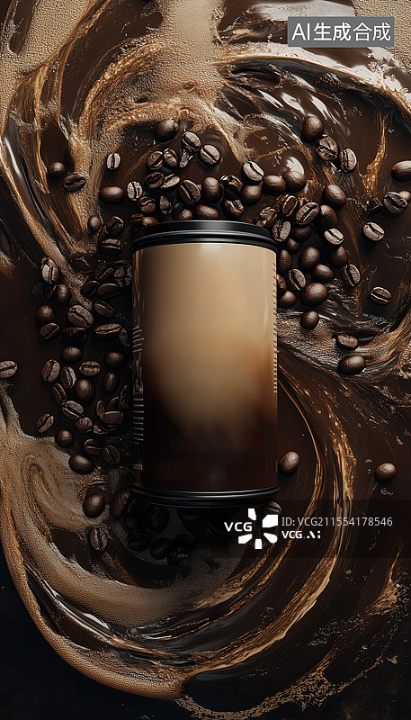 【AI数字艺术】咖啡豆 咖啡饮品 瓶装罐装 特写图片素材