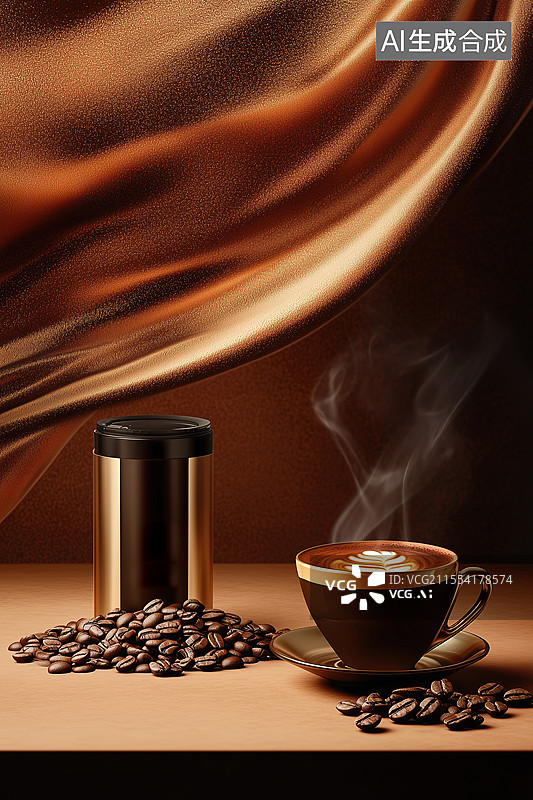 【AI数字艺术】咖啡豆 咖啡饮品 瓶装罐装 特写图片素材