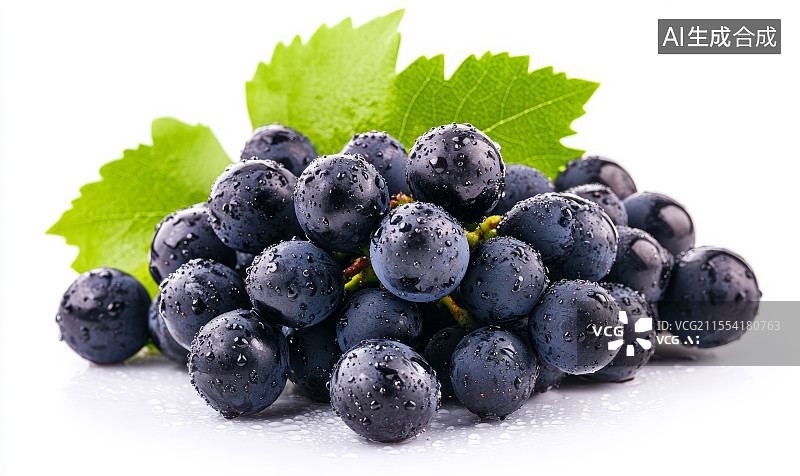 【AI数字艺术】带水珠的新鲜紫葡萄图片素材