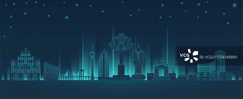 澳门地标城市插画图片素材