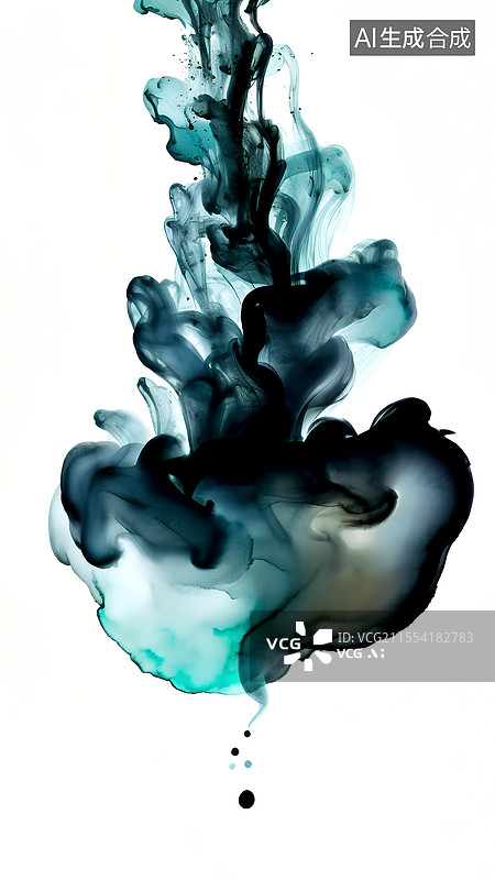 【AI数字艺术】滴入水中的墨 水墨画写意图片素材