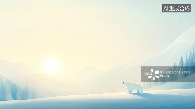 【AI数字艺术】北极冰原雪地里的北极熊图片素材