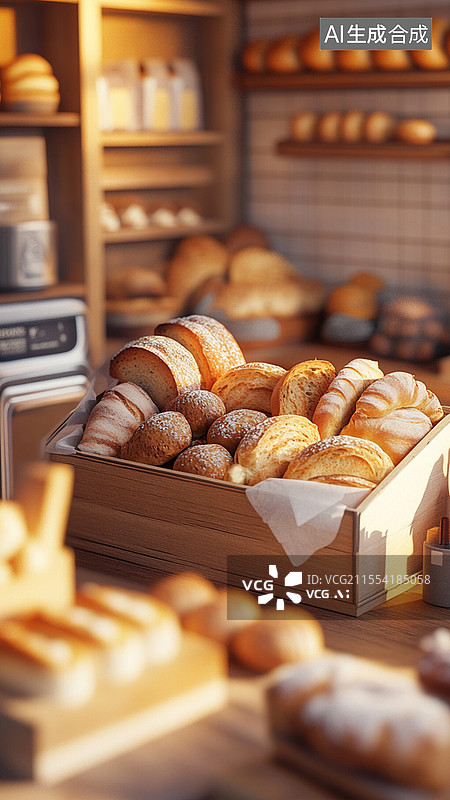 【AI数字艺术】文艺的面包特写背景图片素材