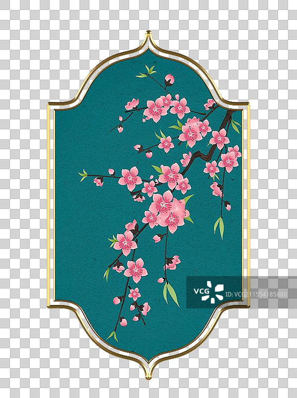 传统金属中国风樱花装饰边框设计元素图片素材