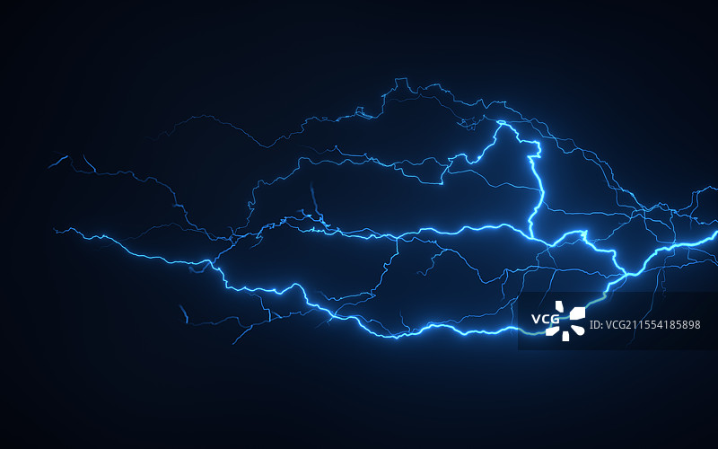 蓝色闪电特效三维渲染图片素材