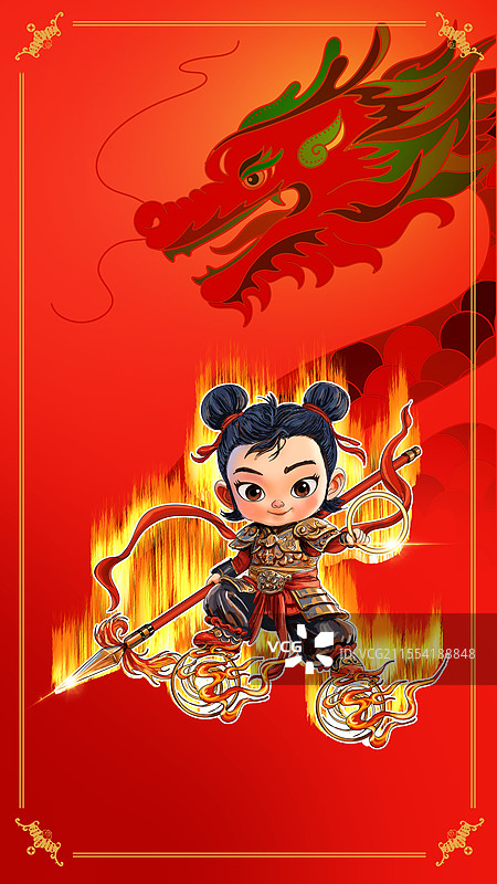 哪吒IP，哪吒国潮风插画图片素材