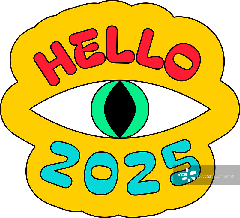 蛇眼瞳孔 你好 2025 复古 Y2K 贴纸图片素材