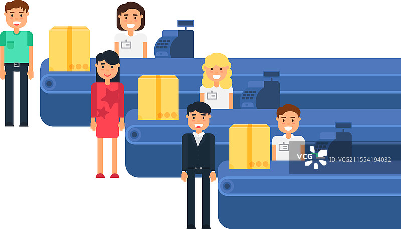 大型超市的结账区与支付方式图片素材