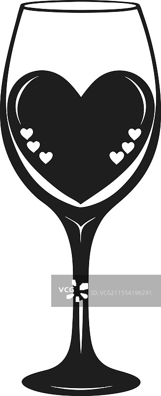 带有心形轮廓的酒杯图片素材