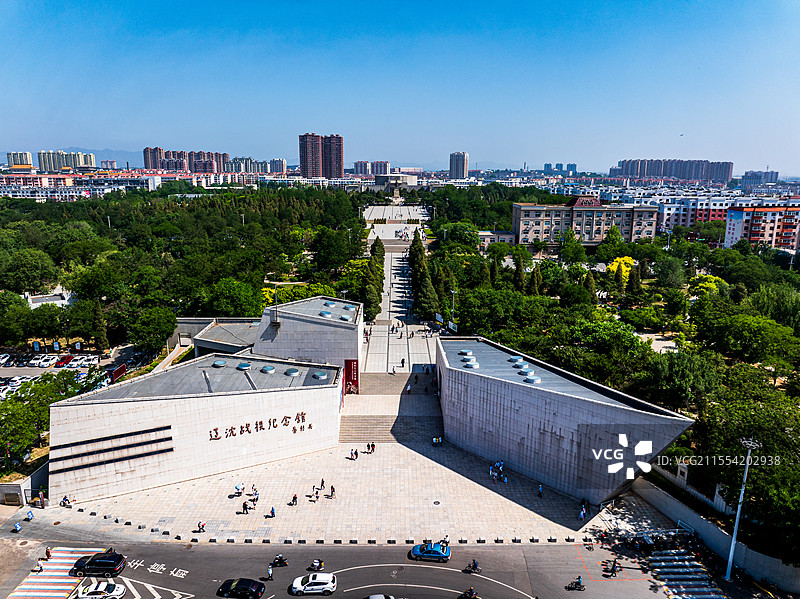 中国辽宁锦州市辽沈战役纪念馆航拍图片素材