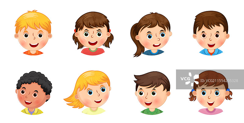 卡通风格的儿童肖像系列图片素材