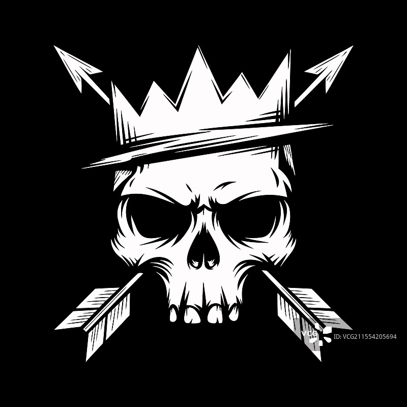 带有王冠和箭头的骷髅图片素材
