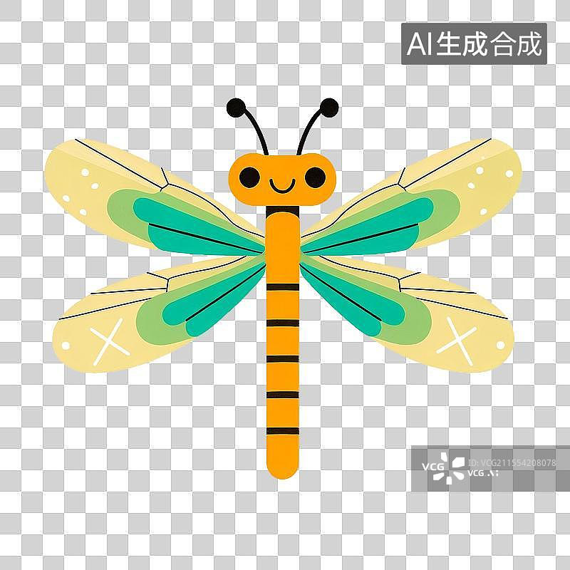 【AI数字艺术】一只卡通蜻蜓免抠元素图片素材