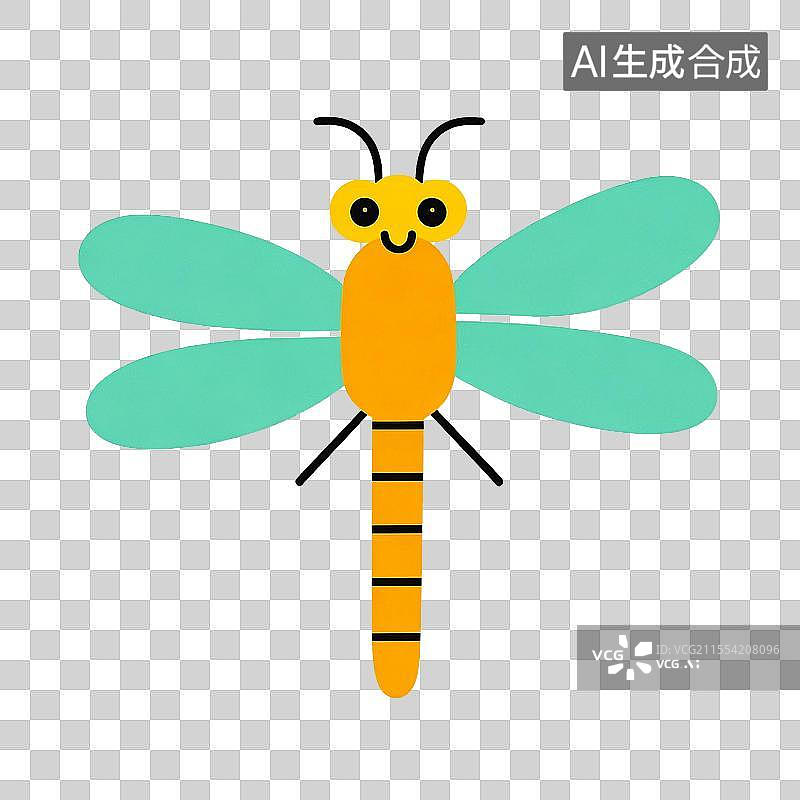 【AI数字艺术】一只卡通蜻蜓免抠元素图片素材