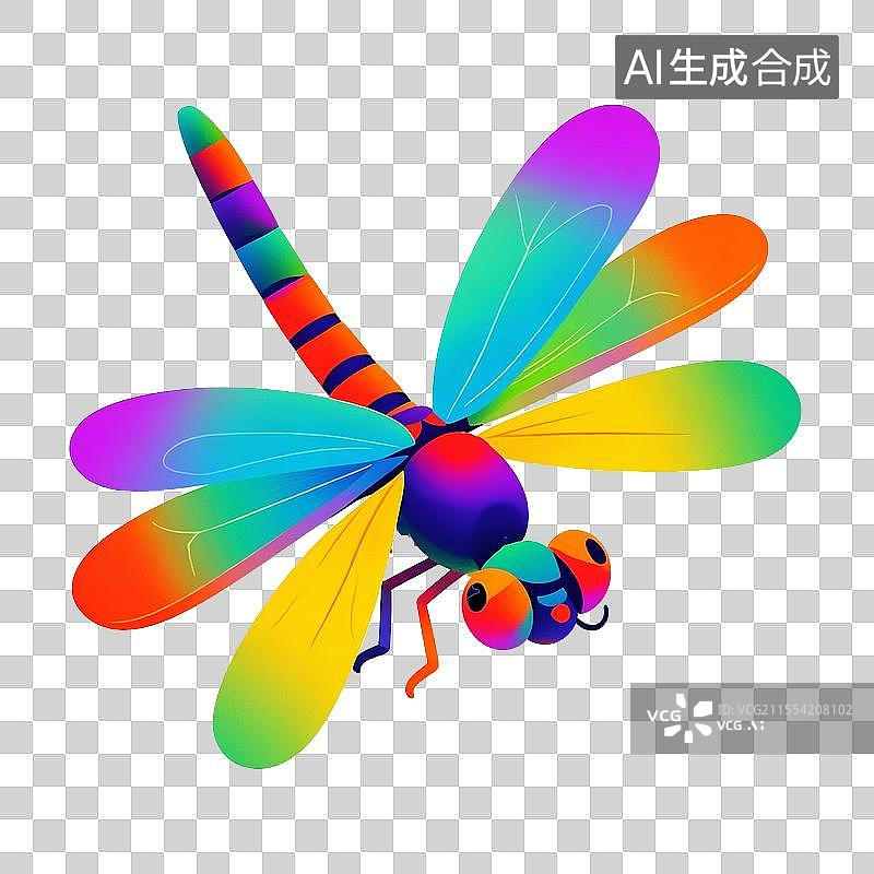 【AI数字艺术】一只卡通蜻蜓免抠元素图片素材