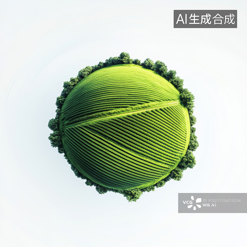 【AI数字艺术】绿色草坪覆盖的球图片素材