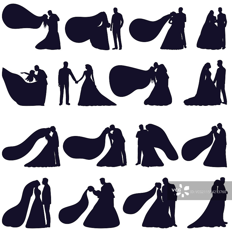 新郎新娘剪影设计集图片素材