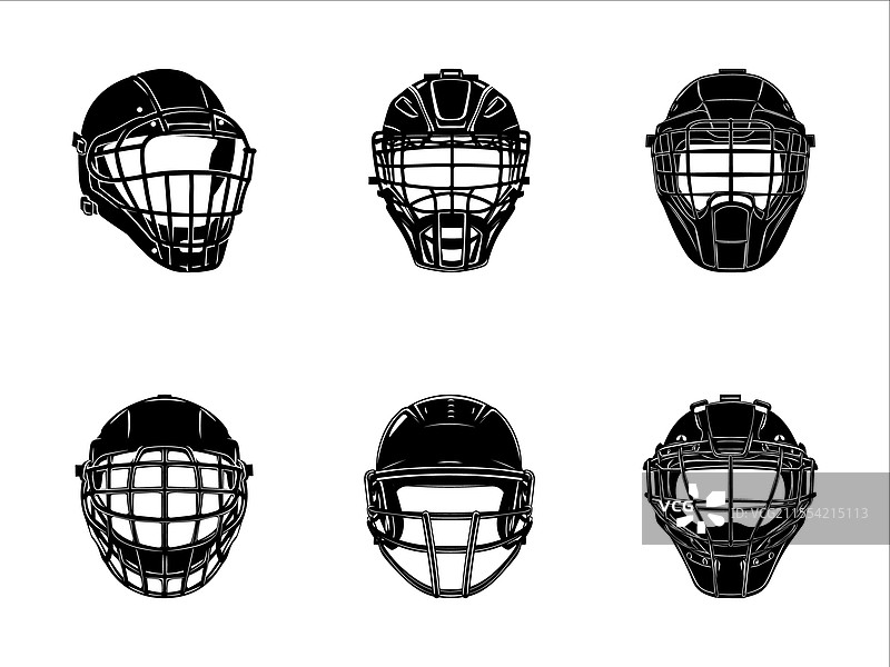 运动员的捕手面具头盔剪影图片素材
