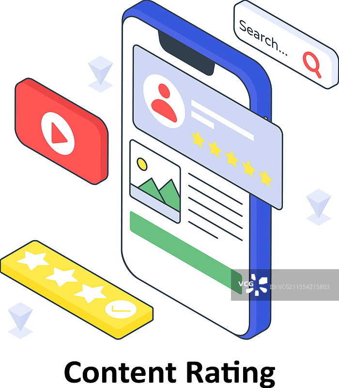内容评级等距彩色EPS图片素材